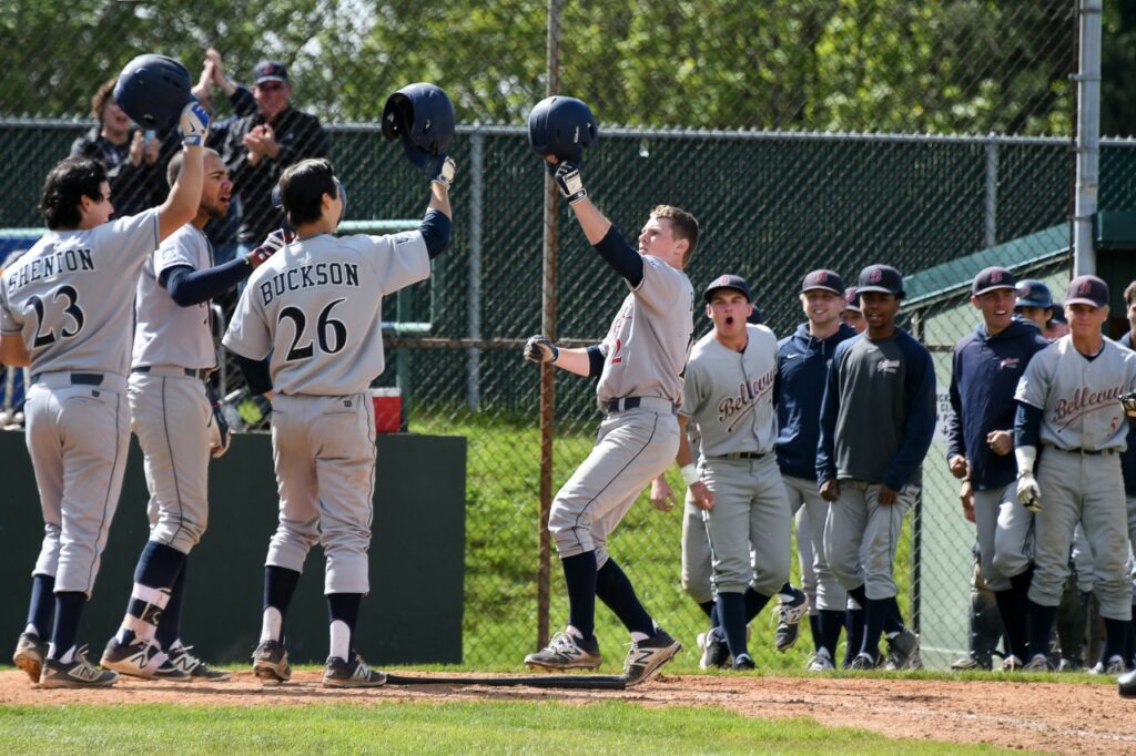 Grant Harris belted two three-run home runs in the win over Everett. photo by Dale Garvey.