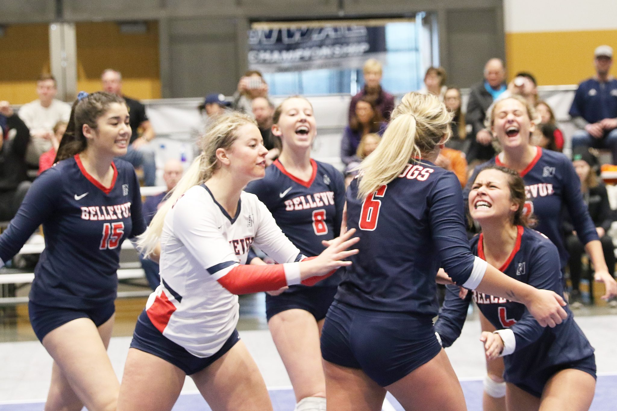 BC players celebrate on the court