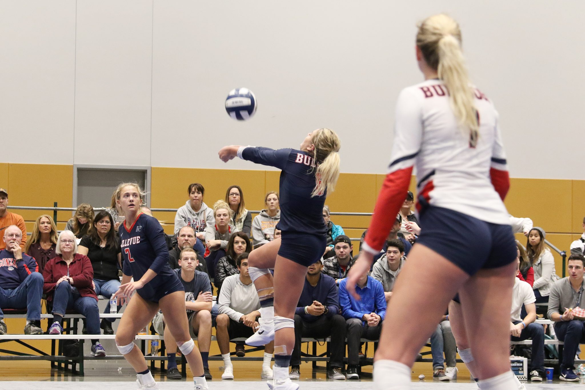 A BC player bump passes the ball