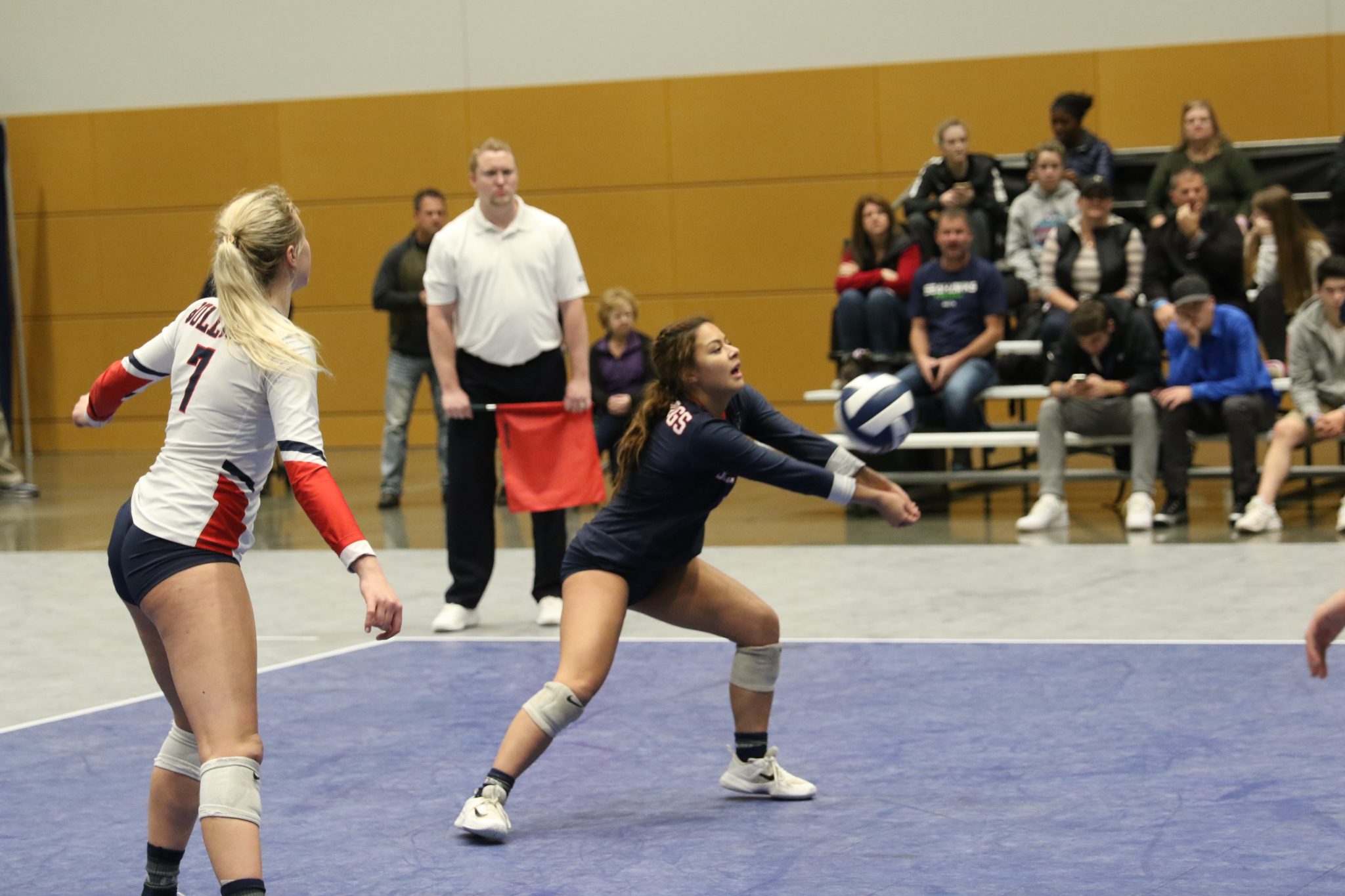 A BC player bump passes the ball