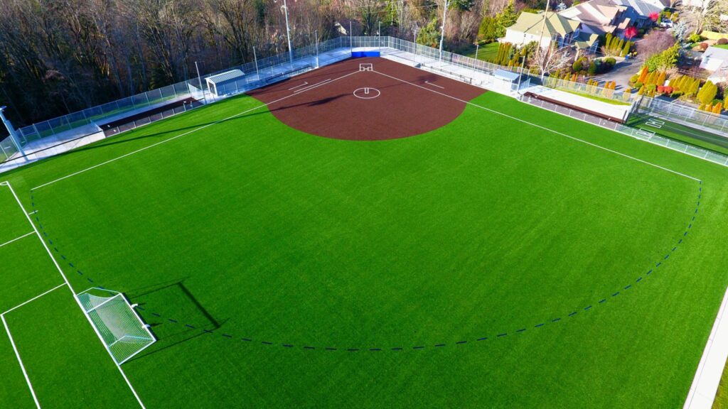 Overhead view of softball field