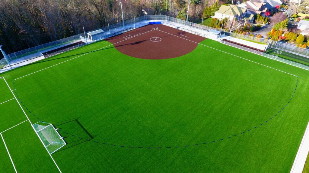 Overhead view of softball field