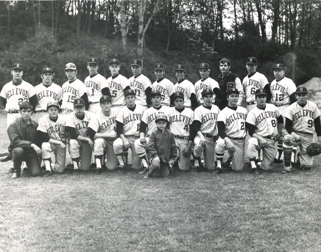 1970 Baseball team. Bellevue's first team coached by Jim Harryman