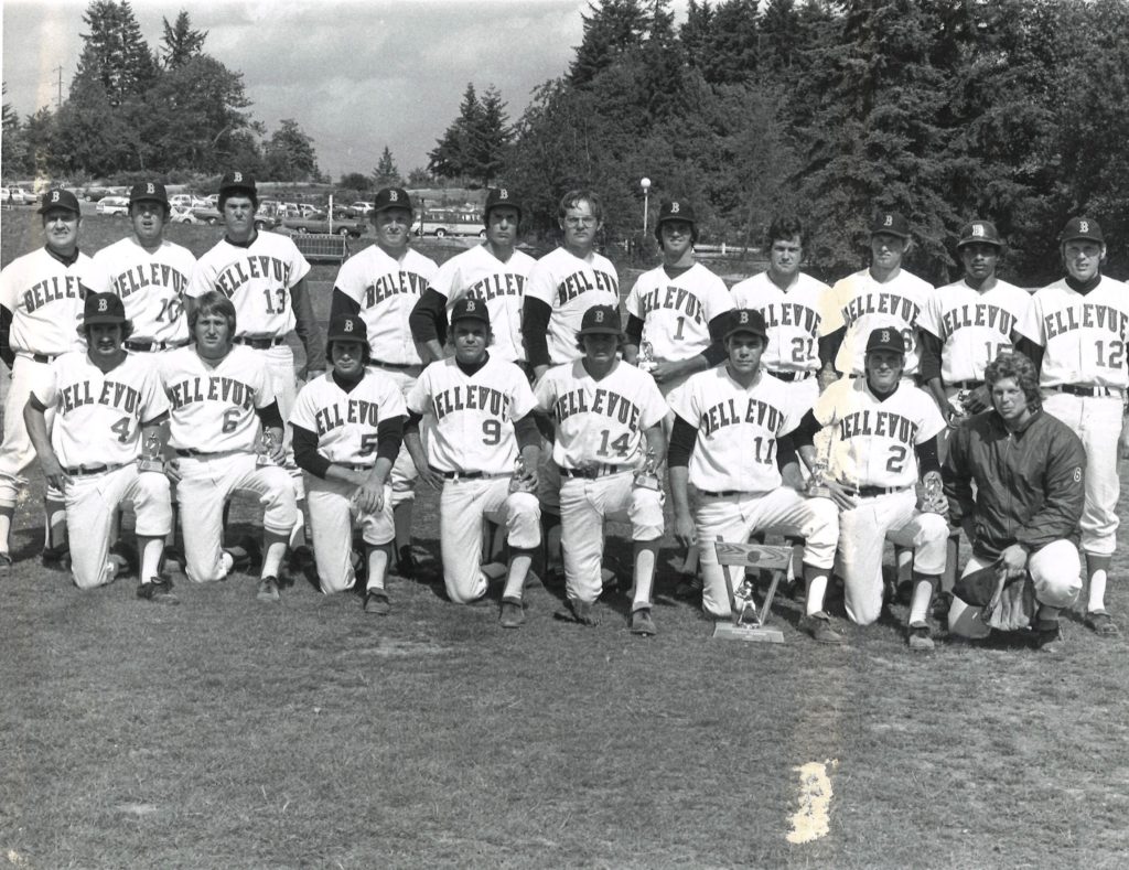 1973 NWAC Champ baseball team. Bellevue's first title coached by Jim Harryman