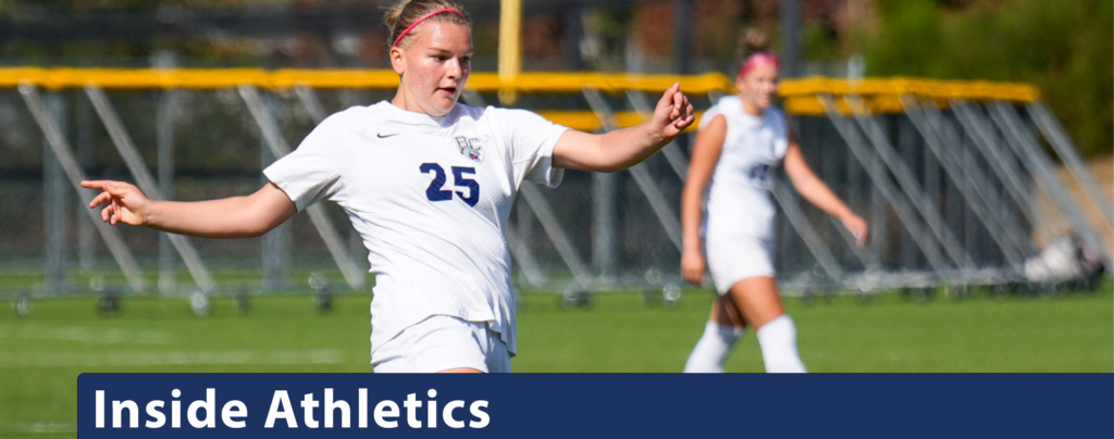 Inside Athletics banner featuring women's soccer.