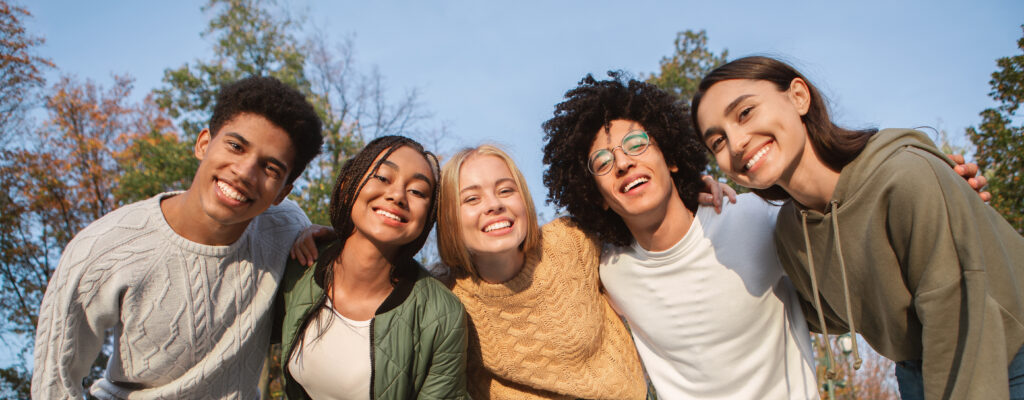 Group of smiling students. Decorative Only