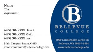 Bellevue College Business Card sample