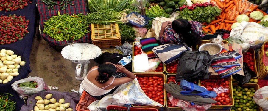 Woman in a market area