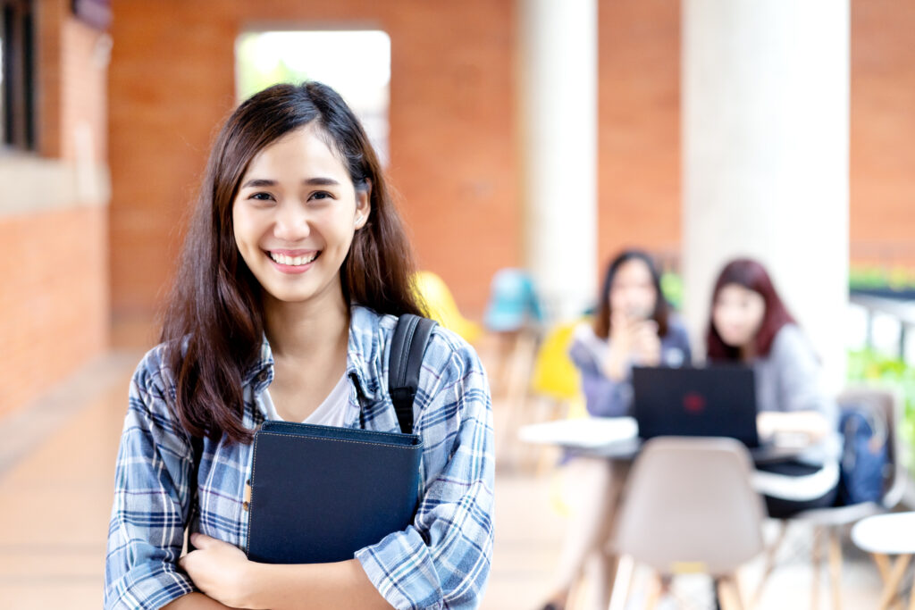 Picture of student is part of overall page design