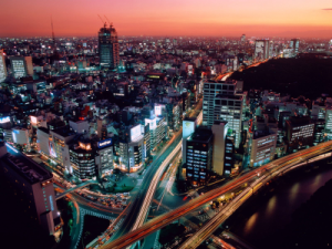 Aerial View of a Japanese City