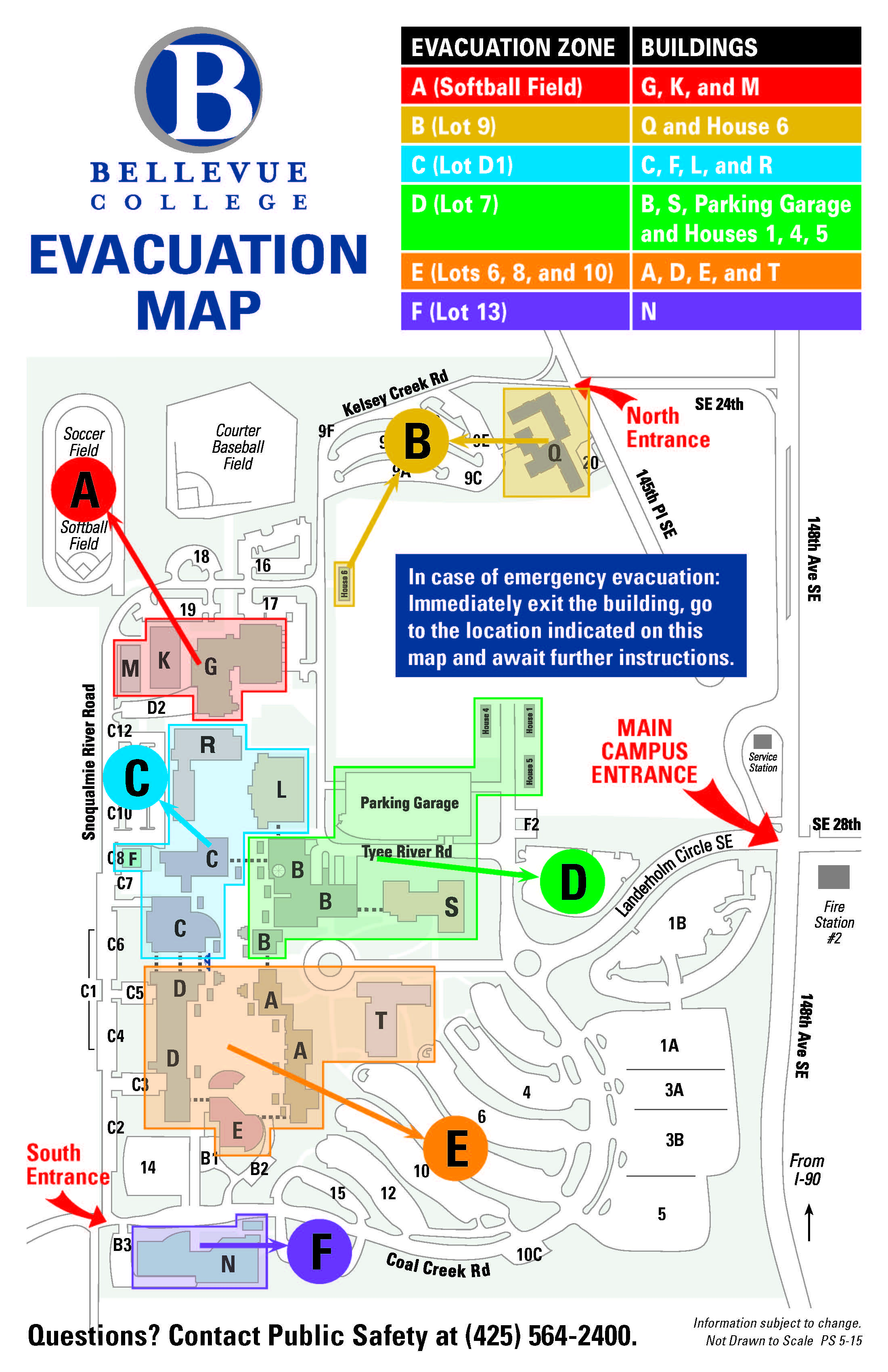 Bellevue College Evacuation Zone Map