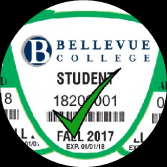 Green Bellevue College Parking Pass with Green Checkmark