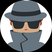 Cartoon Burglar with Grey Hat and Coat and Black Sunglasses