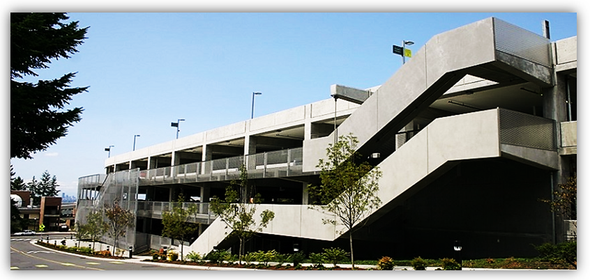 Bellevue College Parking Garage side view