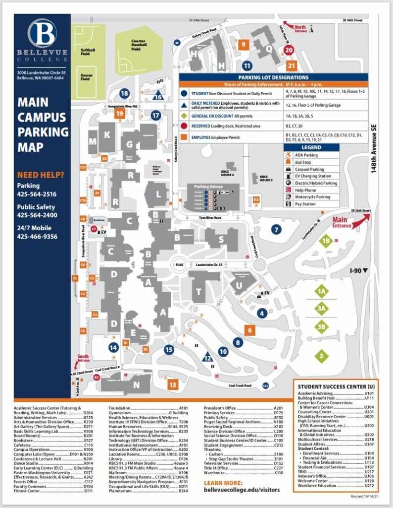 BC Main Campus Parking Map Current Fall, 2021