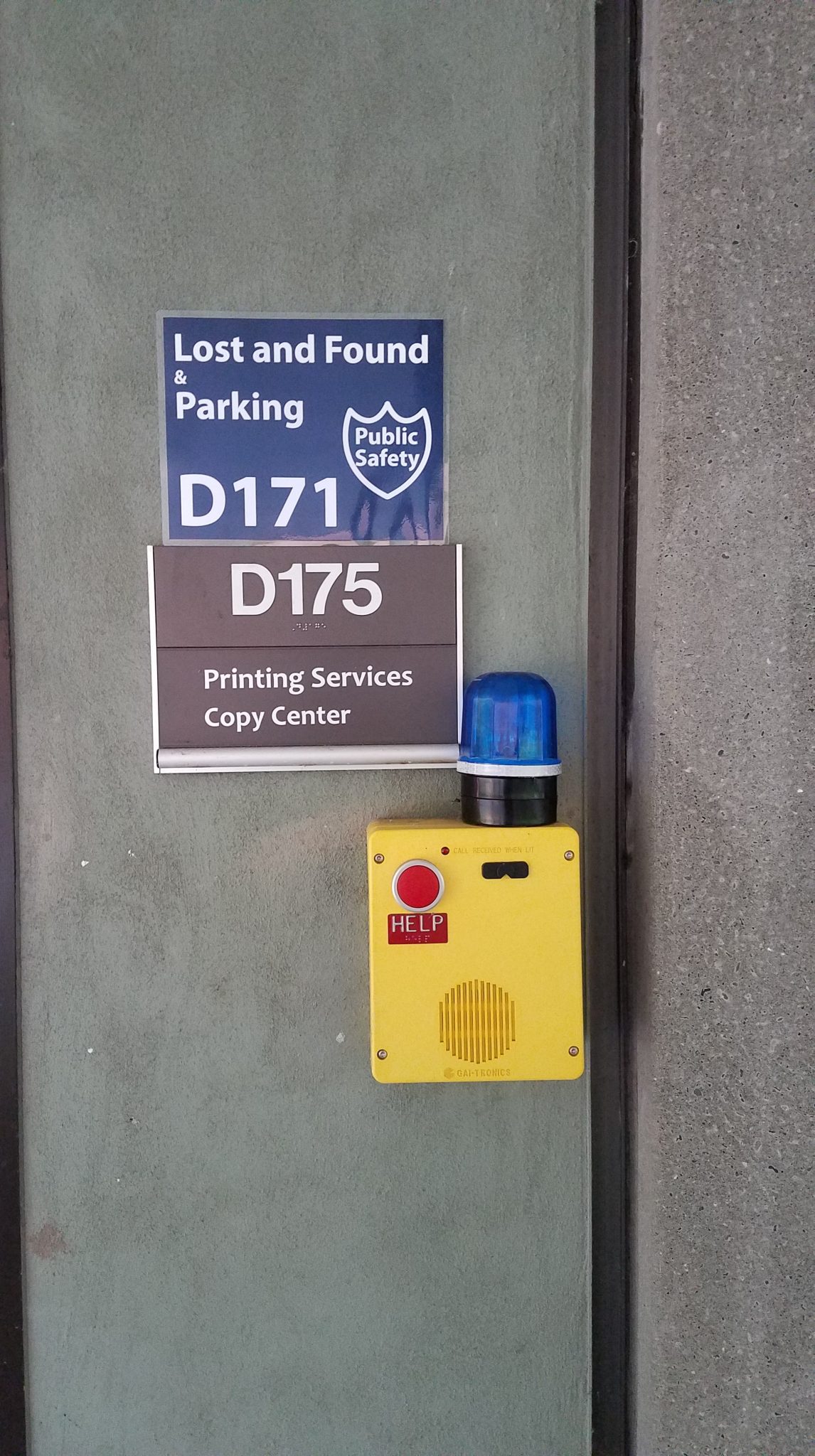 Public Safety Call Box Yellow with blue light