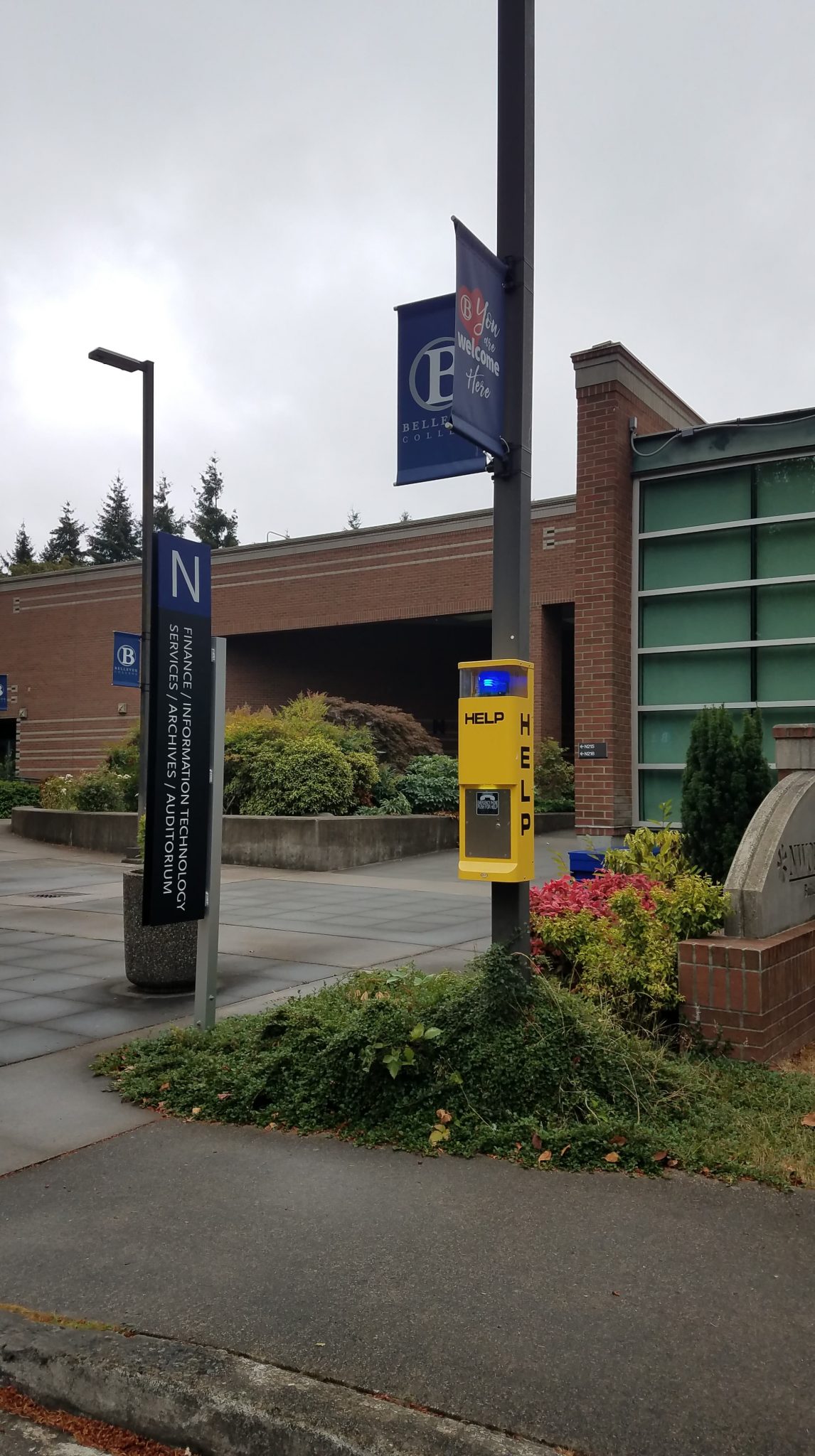 Large Public Safety Emergency Call box Yellow with a blue light