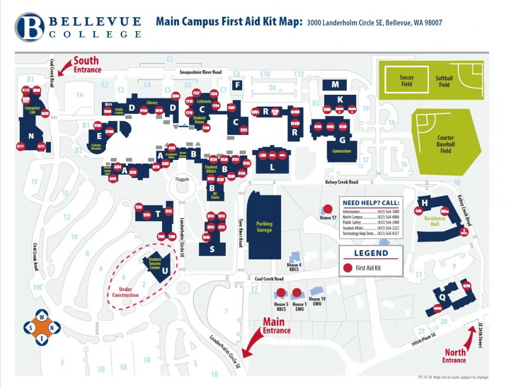 Main Campus First Aid Kit Map