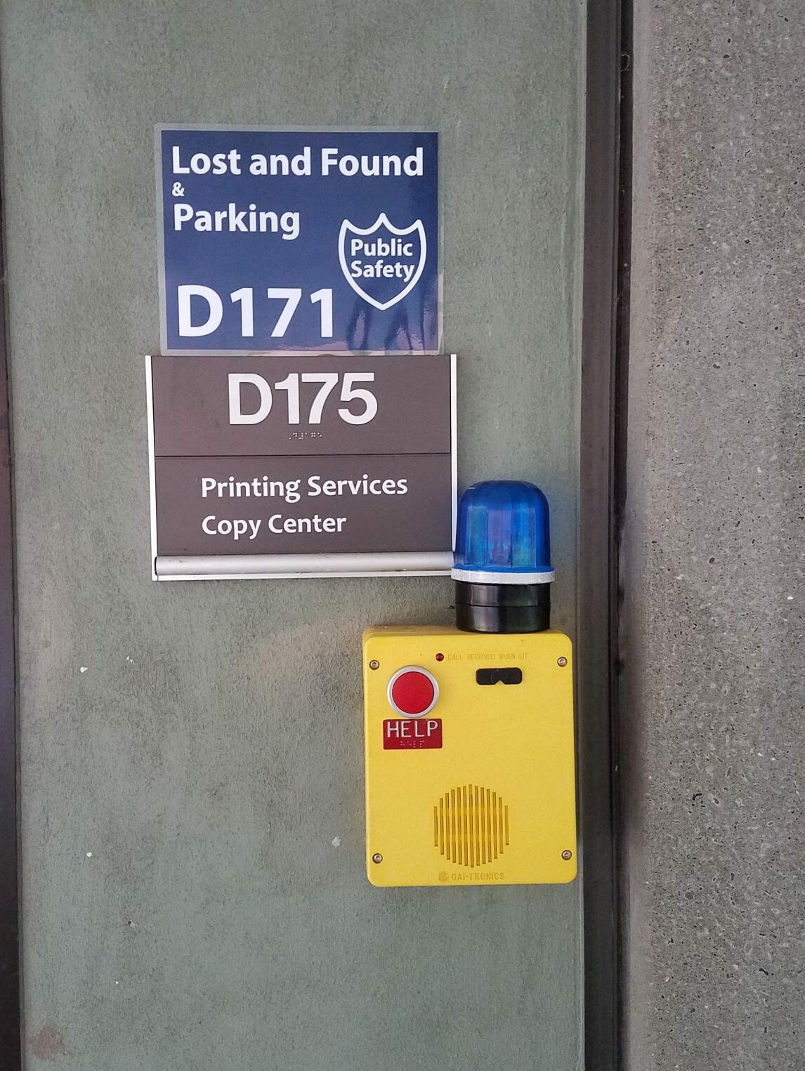 Public Safety Call Box Yellow with blue light