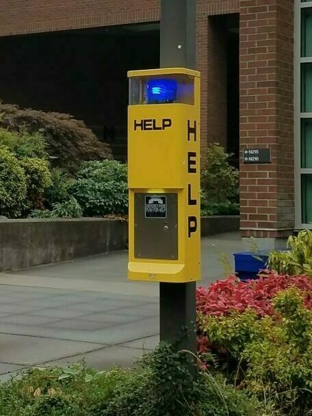 Large Public Safety Emergency Call box Yellow with a blue light