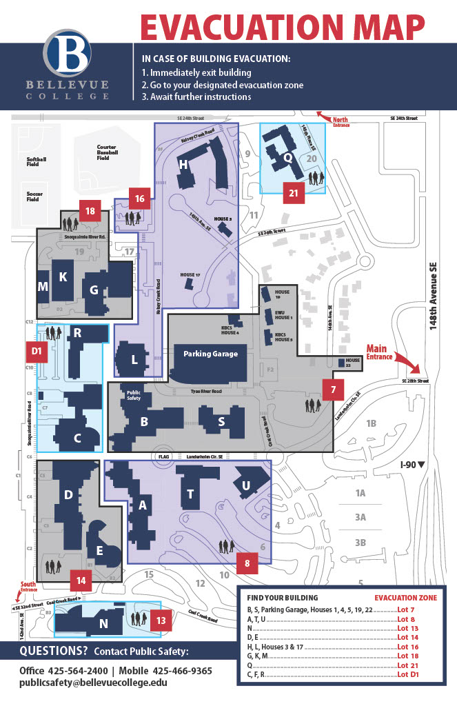 Bellevue College Evacuation Map 2023