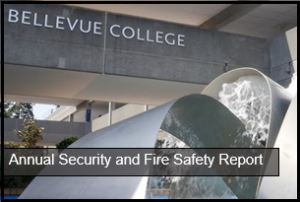 Bellevue College Fountain Text reads Annual Security and Fire Safety Report
