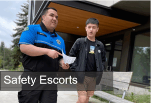 Officer walking with student