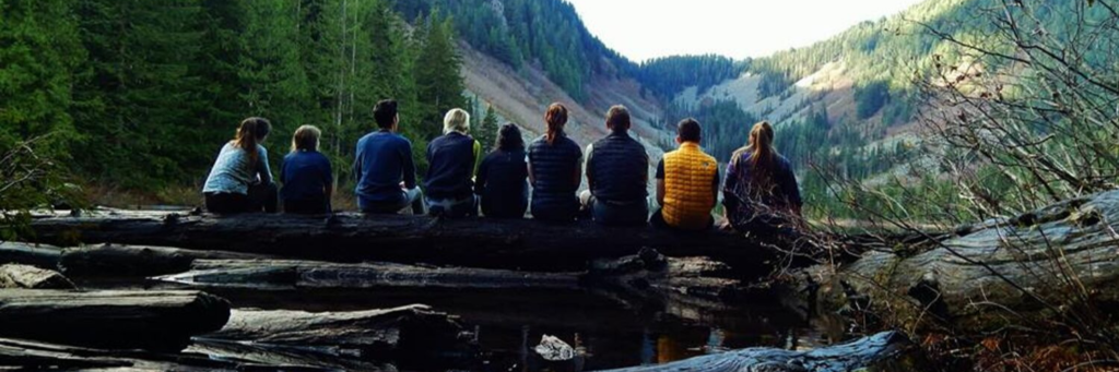 Students sittings at Talapus Lake