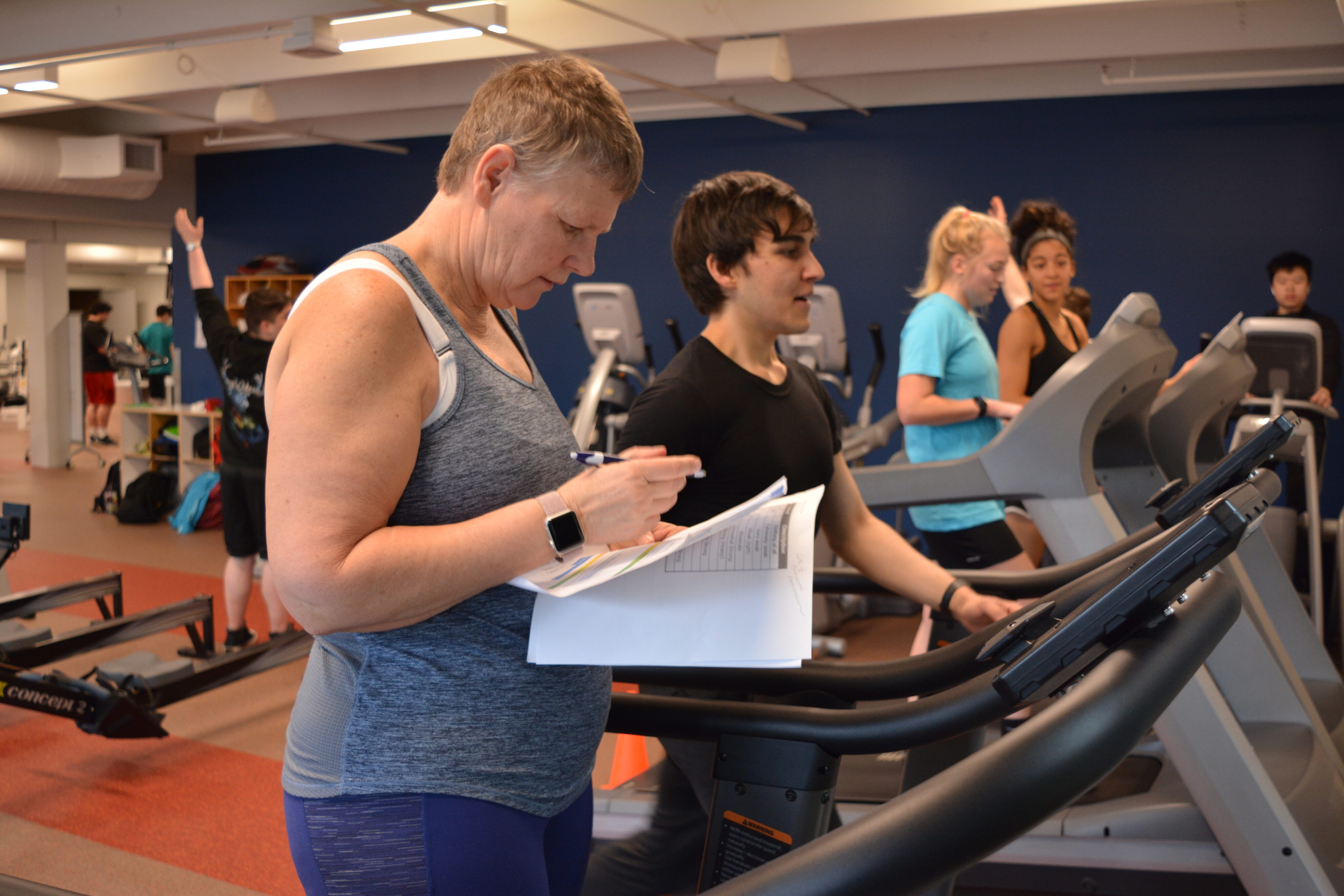 Students working out on treadmills