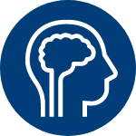 Human head profile with brain