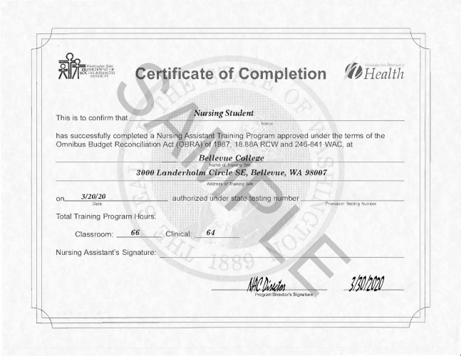 NAC Certificate of Completion Sample