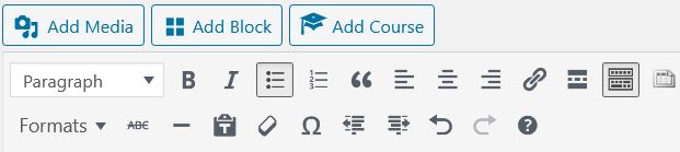 Classic editor, showing the Add Course Button
