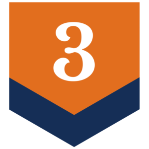 orange down button with number 3 in the middle