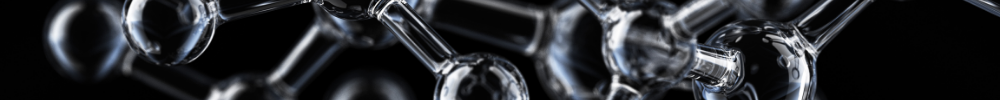photo of clear glass molecules on a black background