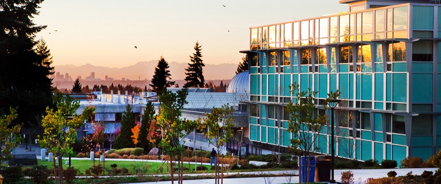 Bellevue College S Building at Sunset