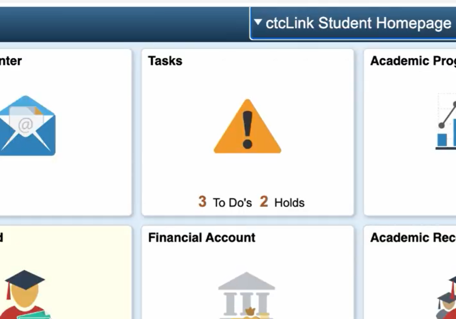 screenshot from ctcLink Student Homepage