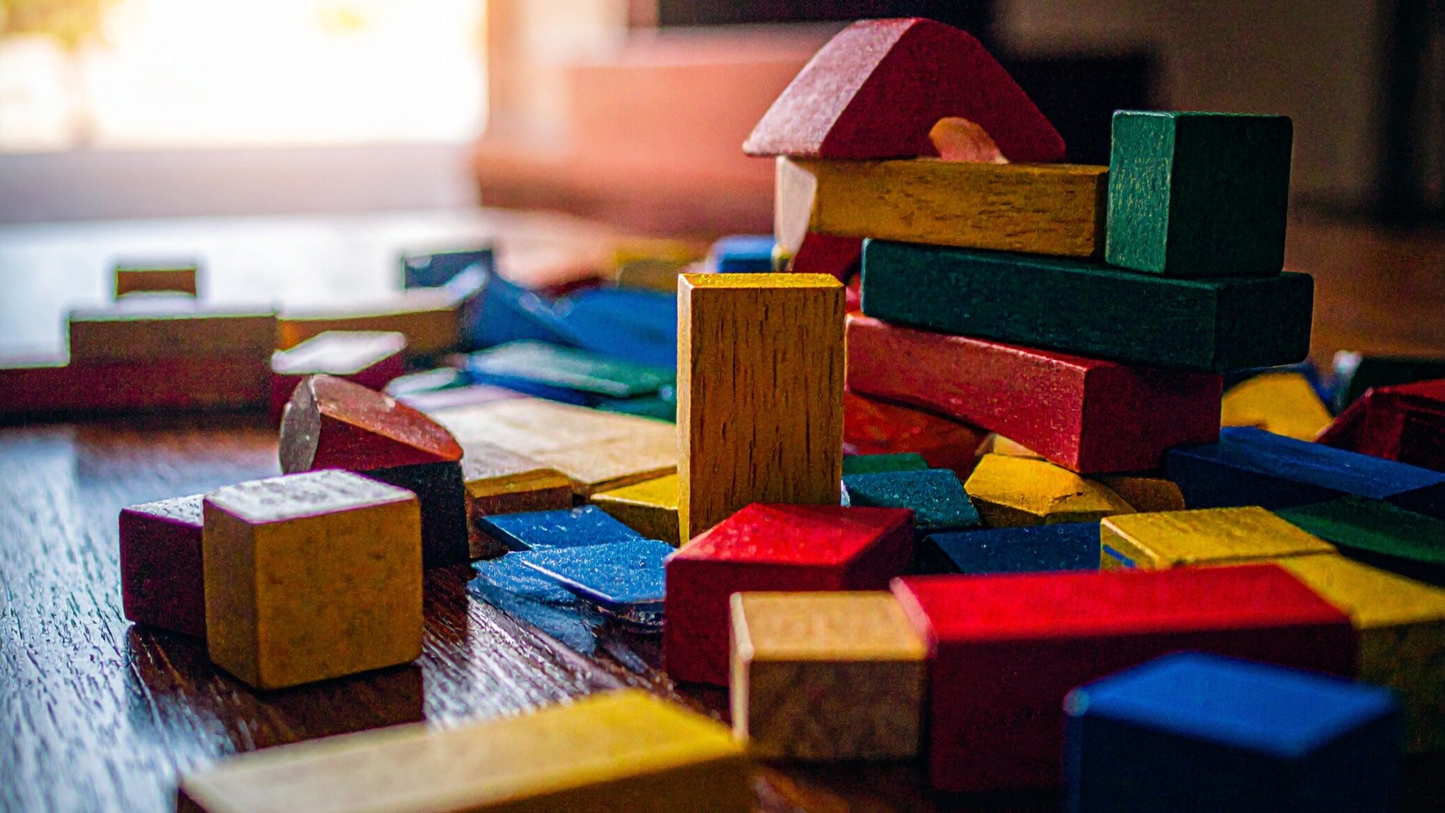 a table full of building blocks.
