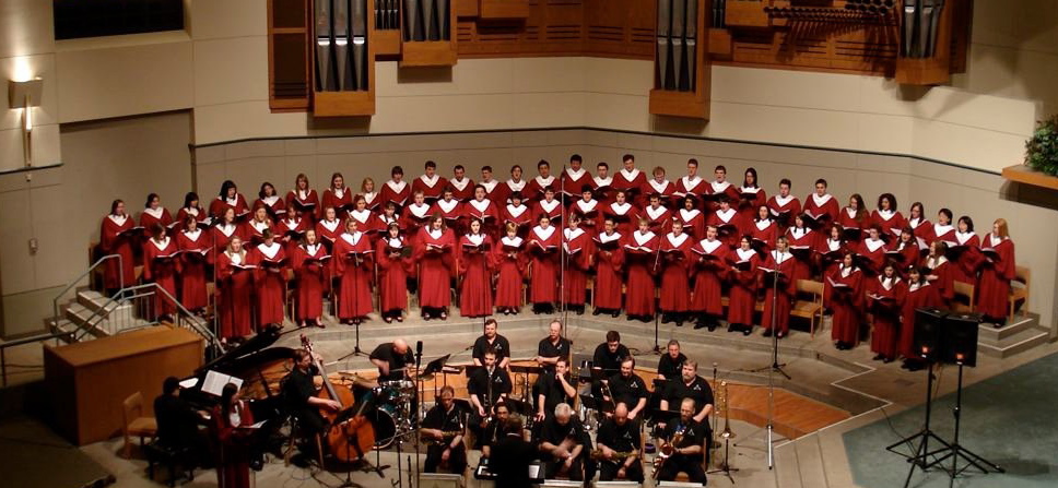 Concert choir in a large auditorium