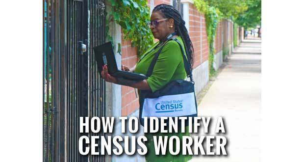 Census worker with laptop