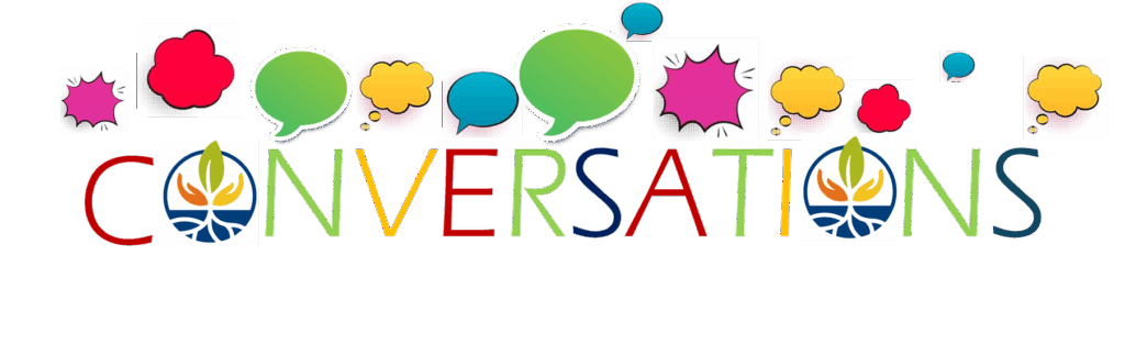 Social Justice Center Logo, the word "conversation" in various colors.