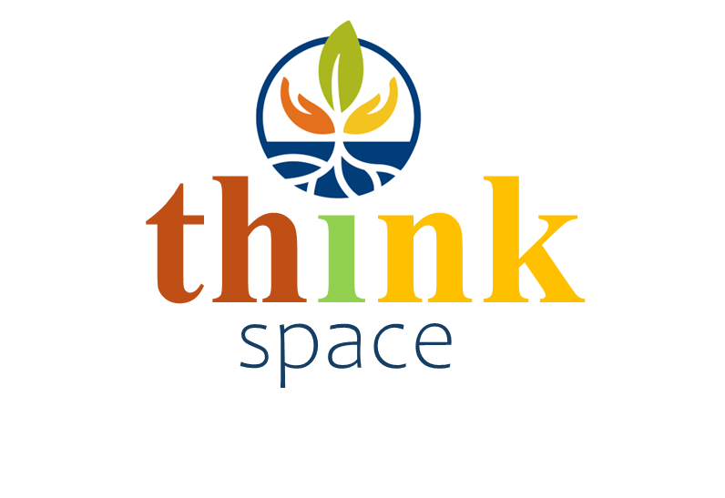 Social Justice Center Logo, the word "think space" in various colors.