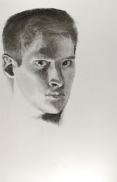 120, Male student, Self Portrait in Charcoal