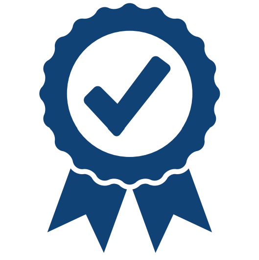 Icon of a blue ribbon award.