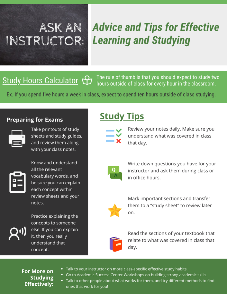 Effective Studying Tips - click on image for accessible PDF