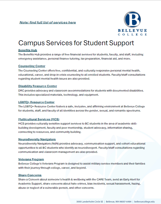 Campus Services for Student Support