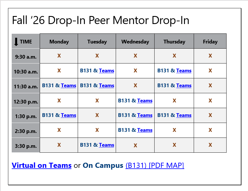 Fall 26 drop-ins