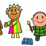 Two children painting