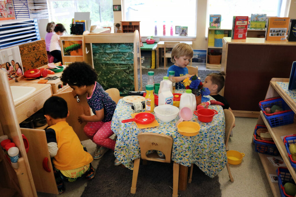 Toddlers playing house