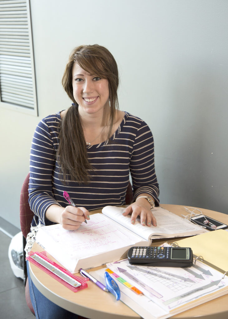 student working on math