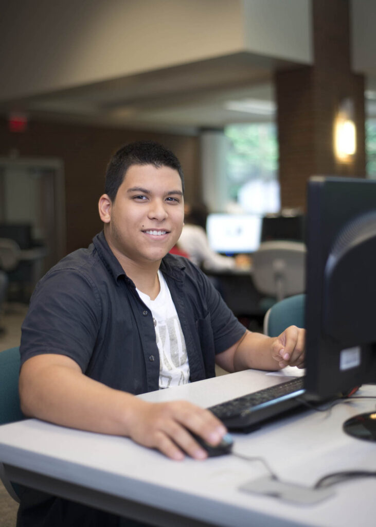 student at a computer